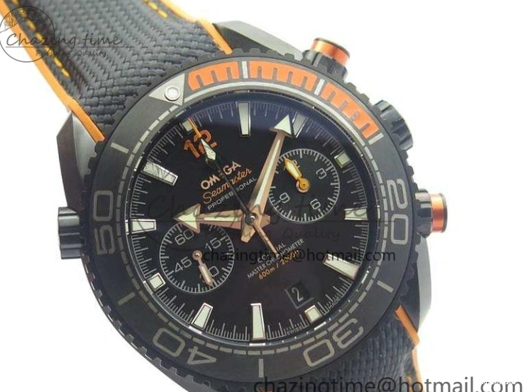 0504 Planet Ocean Master Chronometer Chrono DLC OM 1:1 Best Edition Black Dial On Nylon Strap A Chic 8103